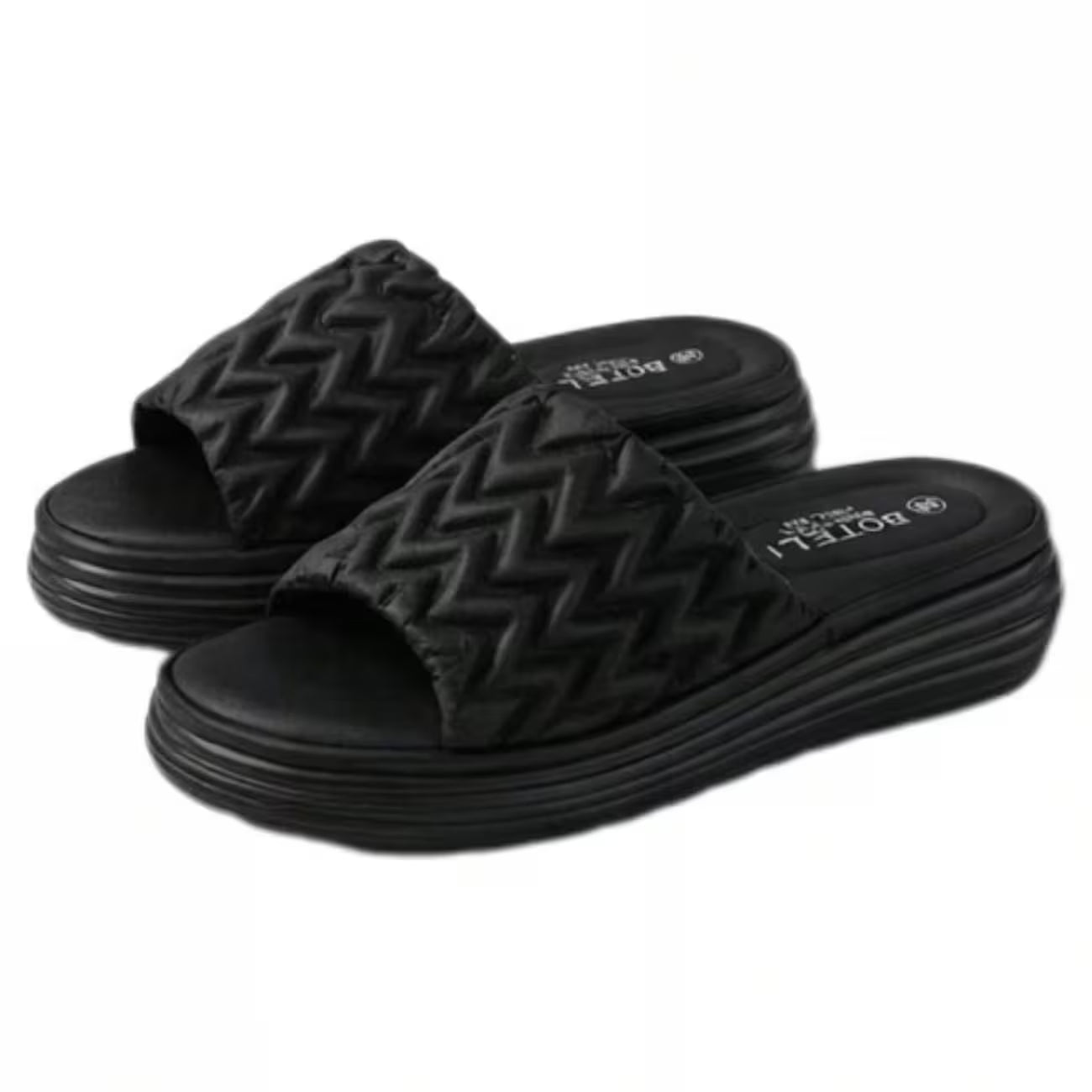 Women’s Quilted Platform Slide Sandals – Open-Toe Wedge Summer Shoes