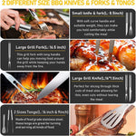 34-Piece Stainless Steel BBQ Grill Tool Set with Carry Bag & Heat-Resistant Gloves