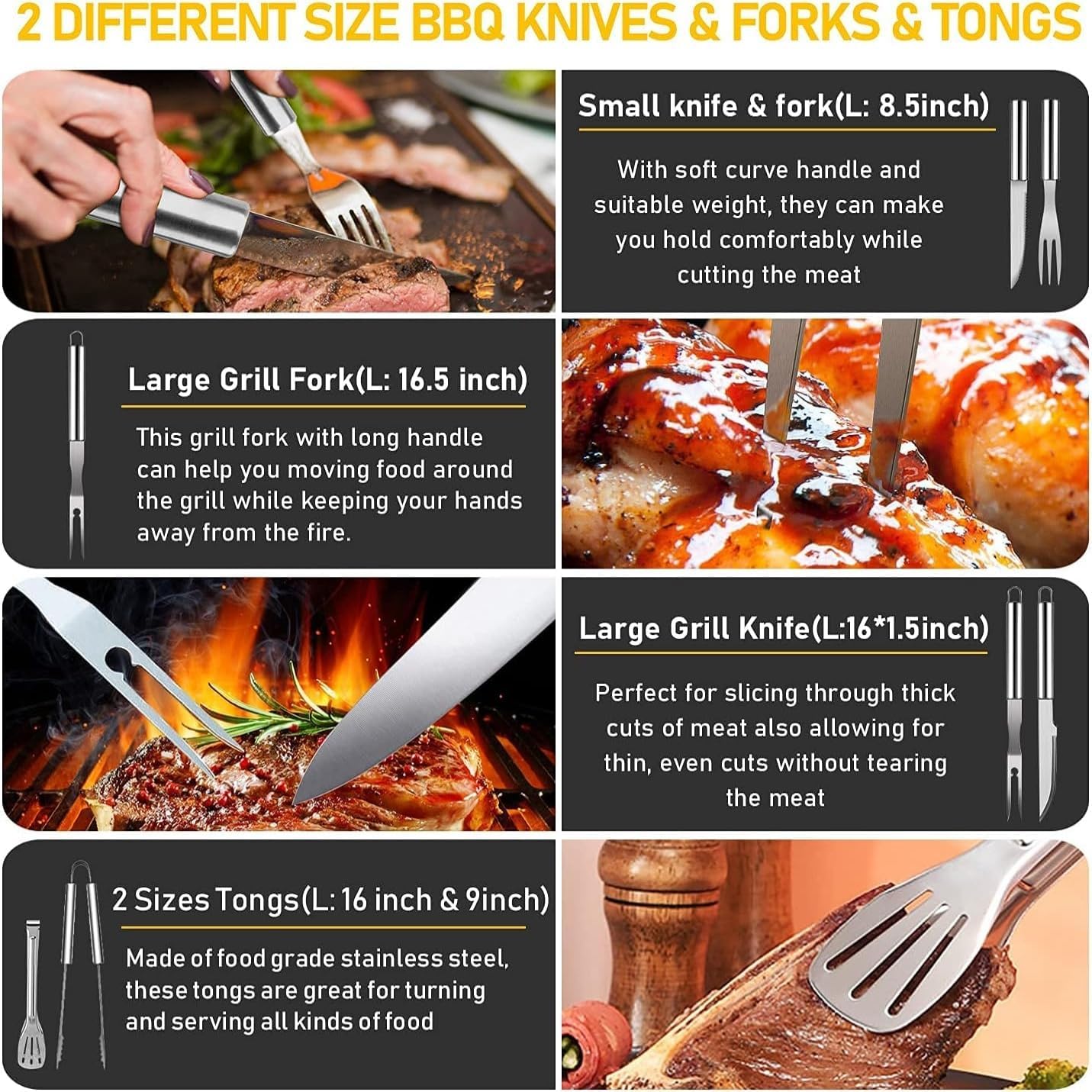 34-Piece Stainless Steel BBQ Grill Tool Set with Carry Bag & Heat-Resistant Gloves