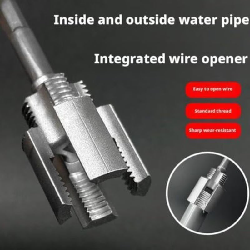 Pipe Thread Cutting Tool - Gray, Electric Drill Compatible PVC Pipe Threader Kit, 1/2" & 3/4" Pipe Thread Maker, Dual Internal & External Threading Tool for PPR, PVC & MPP Garden Water Pipes