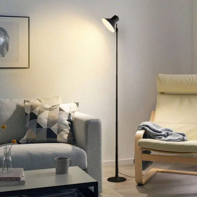 1pc Modern Floor Lamp - Black, USB Powered Dimmable Pole Lamp, Adjustable Height, Built-In USB Port, Downlight Design, Plug-and-Play Table & Floor Lamp for Living Room, Bedroom, Desk & Office