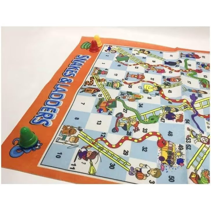 Giant Snakes & Ladders Floor Game Mat - Multicolor 80x65CM Jumbo Classic Board Game with Dice Shaker, 2-4 Players, Indoor & Outdoor Family Party Game for Kids & Adults