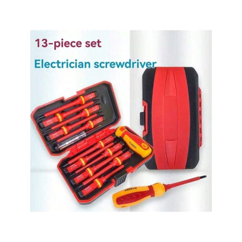 13-Piece Insulated Screwdriver Set – Multi-Color, 1000V Electrical Protection, Interchangeable Heads & Carrying Bag