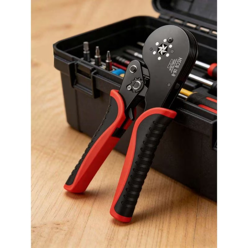 Manual Wire Crimping Tool - Black & Red, HSC8 16-6 Ring Terminal Crimper, 0.08-16mm² Wire Range, 30-5AWG, Aluminum Alloy Hand Crimping Pliers for Electrical Installation & Cable Terminals