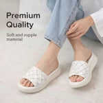 Women’s Braided Basketweave Platform Slides – Open-Toe Wedge Sandals with Cushioned Insole
