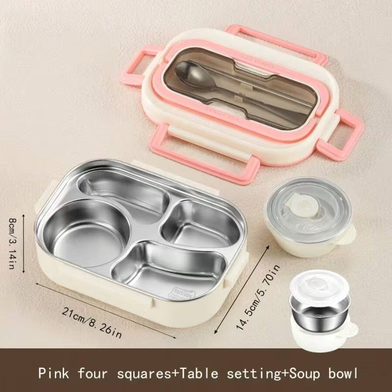 304 Stainless Steel Bento Lunch Box – Divided, Leak-Proof, Insulated with Utensils
