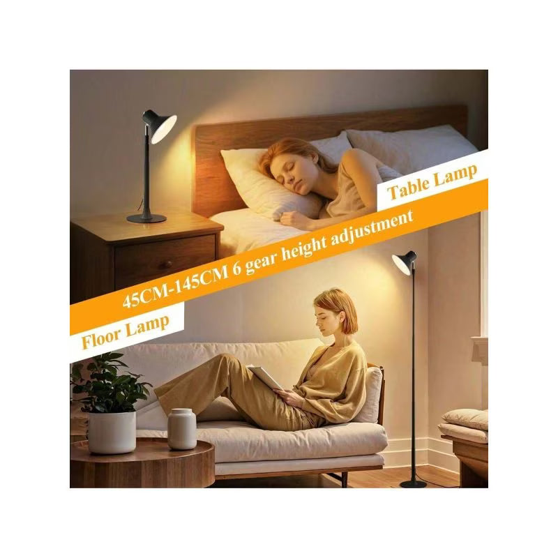 1pc Modern Floor Lamp - Black, USB Powered Dimmable Pole Lamp, Adjustable Height, Built-In USB Port, Downlight Design, Plug-and-Play Table & Floor Lamp for Living Room, Bedroom, Desk & Office