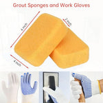 Square Notched Tile Trowel Set - Trowel & Float Set, 3 Stainless Steel Notched Trowels, Rubber Grout Float, 2 Grout Sponges & Work Gloves, Masonry Tiling Tools for Flooring Installation