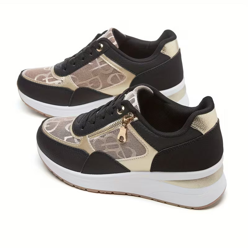 Women's Fashionable Casual Sneakers – Breathable Mesh, Soft Sole, Raised Platform
