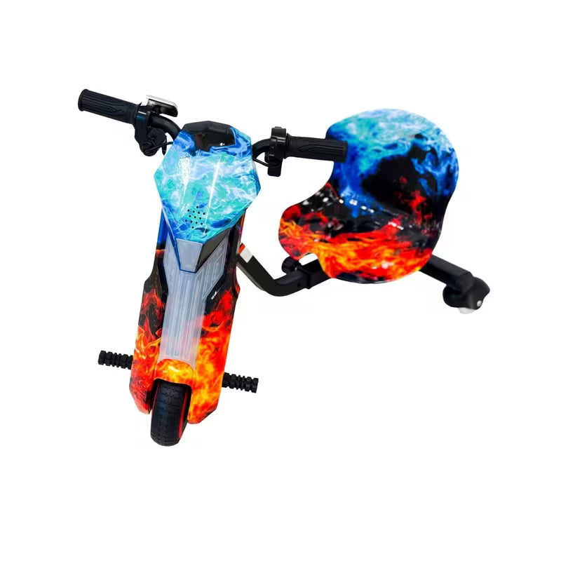 VLRA Kids Drift Car - Black/Blue 36V Battery Powered Ride-On Bike with LED Lights, Electric Drift Car for Kids, Fun Outdoor Riding Toy, Children’s Battery-Powered Vehicle