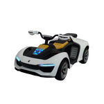VLRA Kids Electric Ride-On Sports Car - White & Black, LED Lights, Modern Luxury Supercar Style, Battery Powered Vehicle with Leather Seat for Ages 3-6, Children’s Ride-On Car