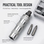 6-Piece Manual Impact Driver Bit Set – Black & Silver, 1/2-Inch Reversible Impact Screwdriver with Storage Case