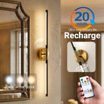 1pc 80cm USB-C Rechargeable LED Wall Lamp - Black & Gold, Remote Control, Dimmable 3-Color Lighting, Timer Function, Power Button, Wall-Mountable & Magnetic, Modern Sconce for Bedroom, Office, Living Room & Bathroom
