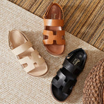 Women’s Retro Hollow Thick-Sole Slippers – Soft-Soled Casual Summer Beach Shoes