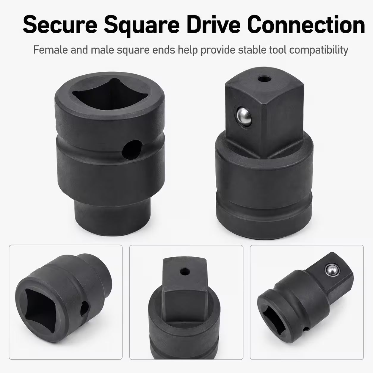 3/4-Inch Female to 1-Inch Male Impact Socket Adapter – Black, Chrome Molybdenum Steel Drive Converter for Impact Wrench & Breaker Bar
