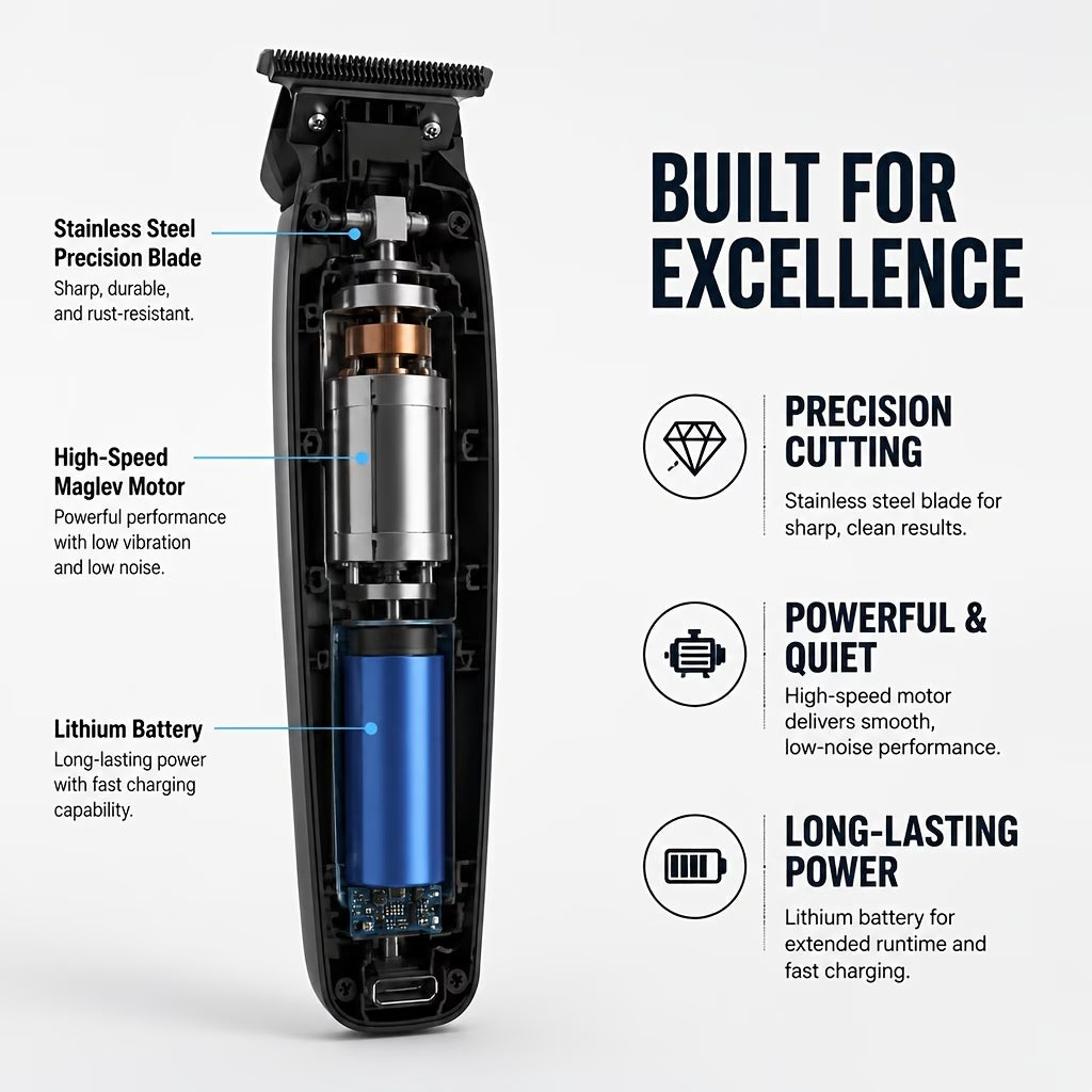 Glossy Black Professional Hair Detail Trimmer