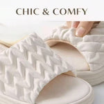 Women’s Quilted Platform Slide Sandals – Open-Toe Wedge Summer Shoes