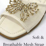 Women’s Rhinestone Butterfly Slide Sandals – Square-Toe Flat Summer Shoes