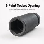 17mm Deep Impact Socket – Black, 1/2-Inch Square Drive, 6-Point CR-Mo Steel Socket for Impact Wrench, Ratchet, Breaker Bar & Automotive Repair