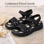 Women’s Floral Wedge Sandals – Open-Toe Ankle-Strap Summer Shoes
