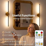 1pc Battery Powered Dimmable Wireless LED Wall Light - Black & Golden, 80cm Magnetic Wall Lamp, Type-C Rechargeable, Modern Wall Mounted Light for Bedroom, Study, Living Room & Staircase