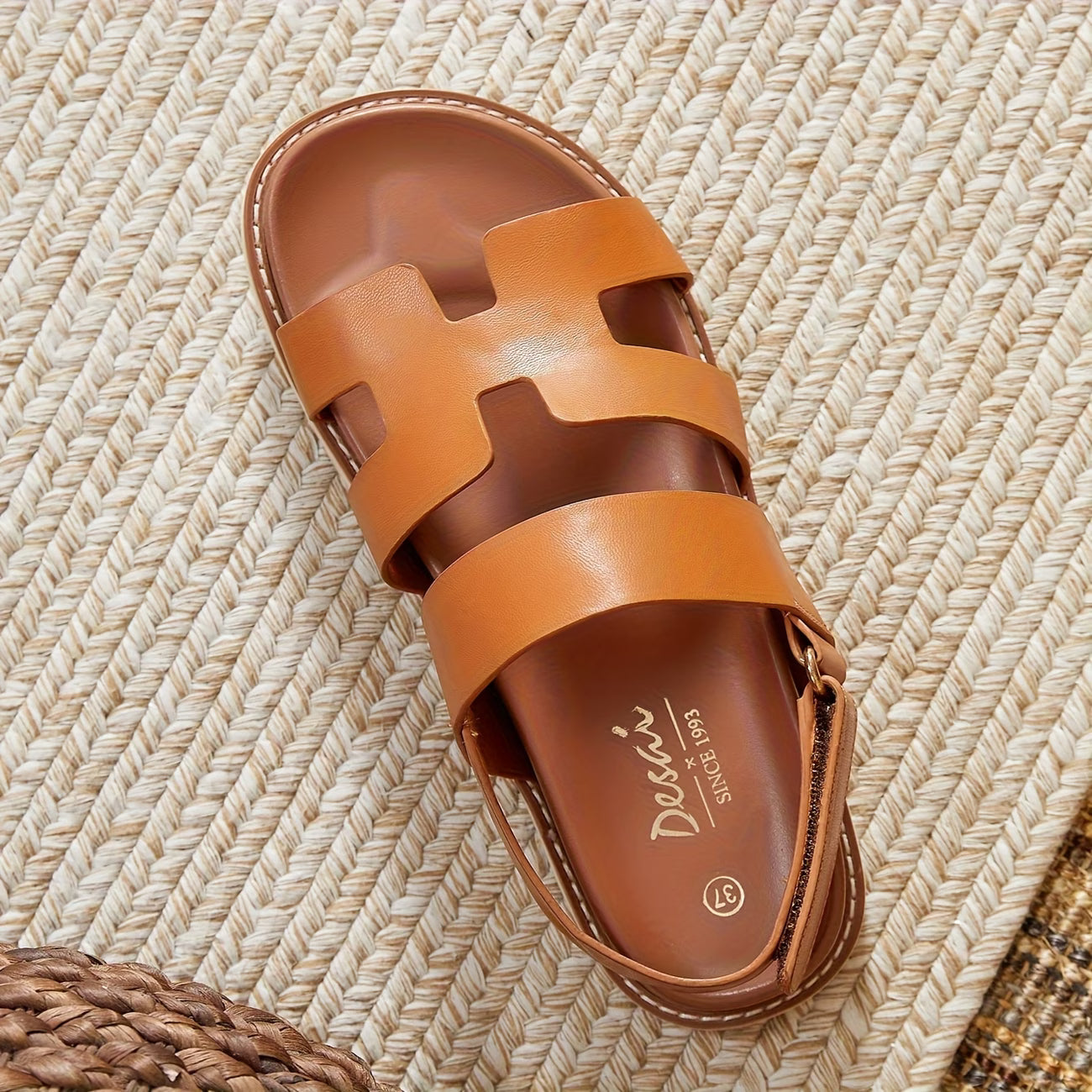 Women’s Bohemian Height-Increasing Sandals – Mid-Heel Hook-and-Loop Beach Shoes