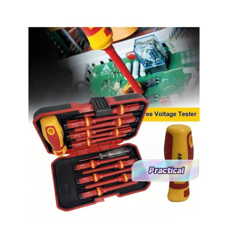 13-Piece Insulated Screwdriver Set – Multi-Color, 1000V Electrical Protection, Interchangeable Heads & Carrying Bag