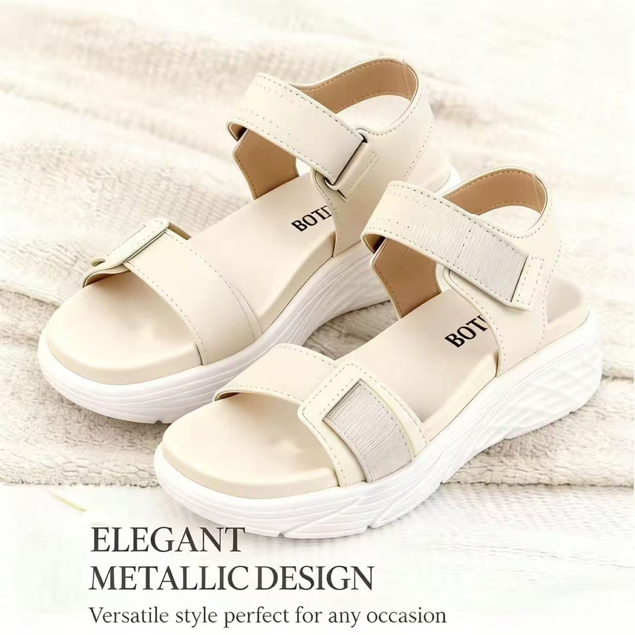 Women’s Open-Toe Wedge Sandals – Lightweight Platform Heels with Ankle Straps