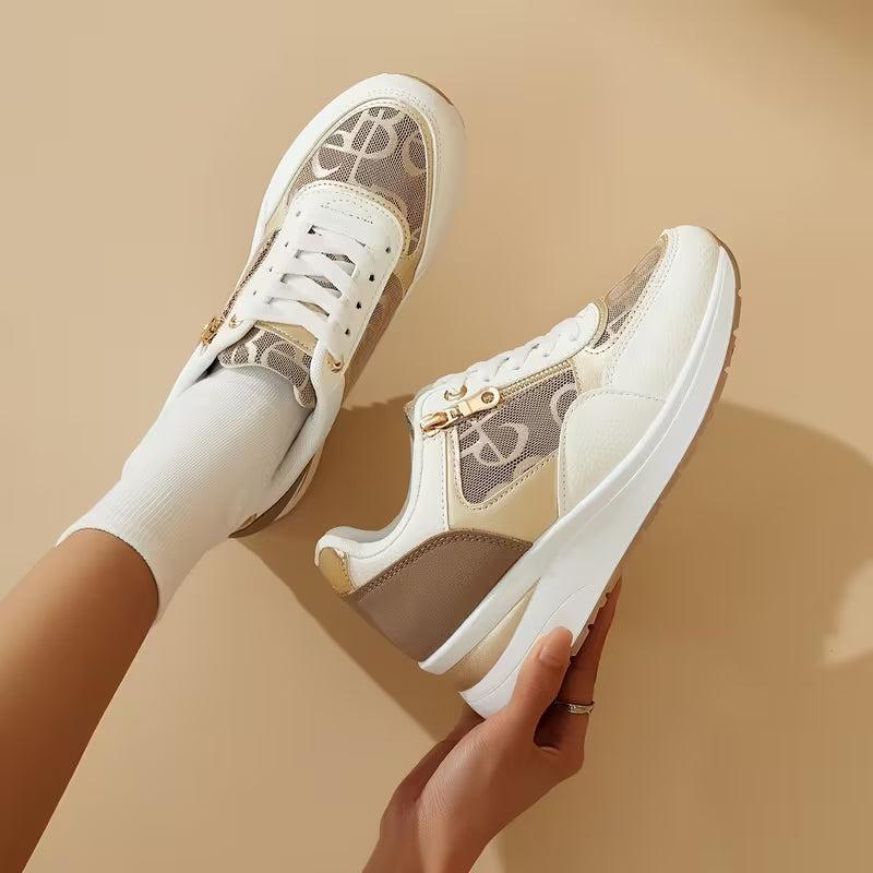 Women's Trendy Dad Sneakers – Thick Sole, Height-Increasing, Side Zipper, Breathable