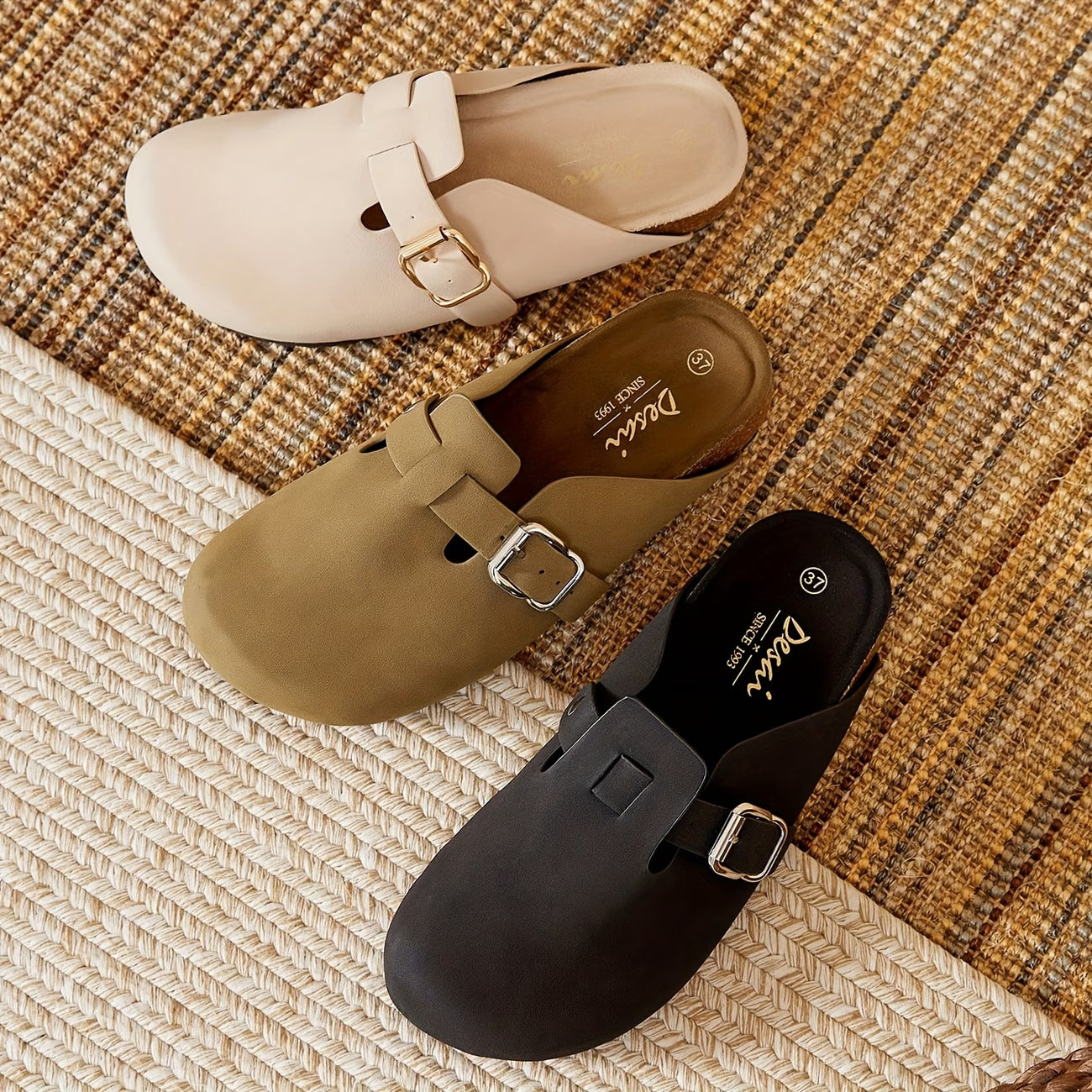 Women’s Retro Bohemian Closed-Toe Slip-On Shoes – Soft Thick Sole Casual Walking Sandals