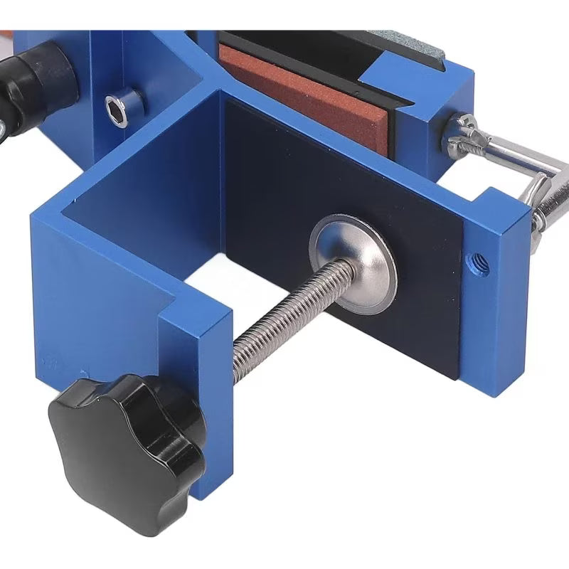 Fixed Angle Knife Sharpener - Blue & Silver, Professional 15 Degree Sharpening System with Speed Clip, 6 Sharpening Stones, Adjustable Knife Sharpening Kit for Home & Kitchen Use