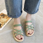 Women’s Elegant Square-Toe Flat Slide Sandals – Minimalist Faux-Leather Summer Shoes