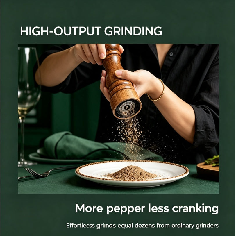 9-Inch Beech Wood Salt Mill – Refillable Manual Grinder with Adjustable Grind