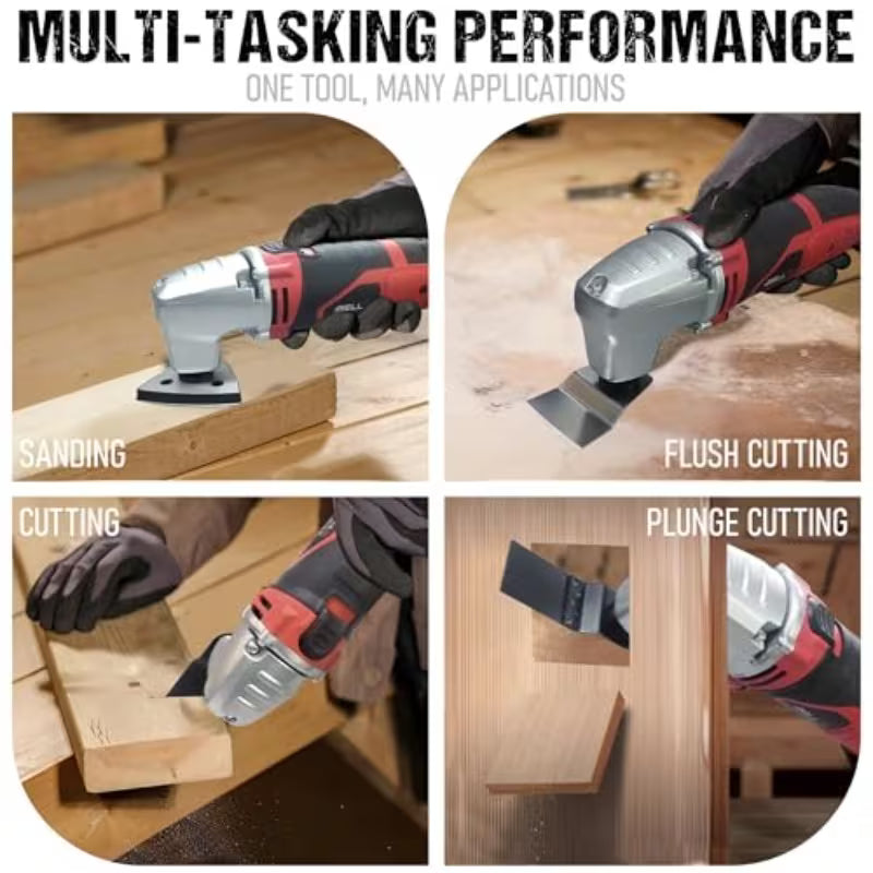 iBELL MT32-28 Multi-Functional Oscillating Tool (Red) – 280W Motor, 10,000-21,000 SPM 6-Speed Control & Complete Accessories Kit