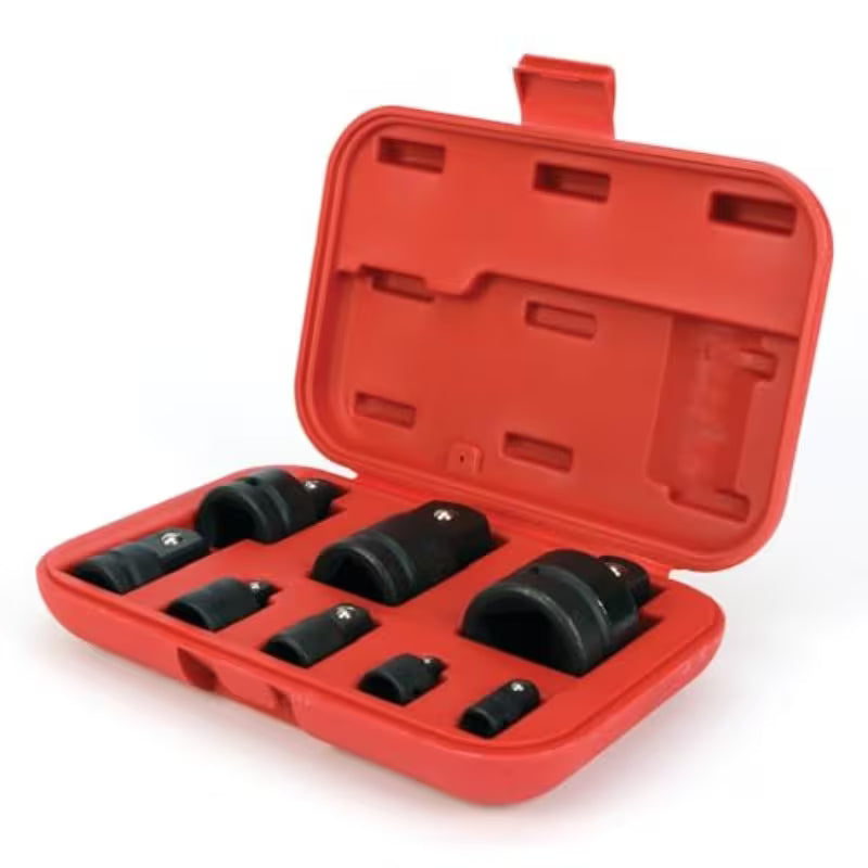 M795 8-Piece Convertible Impact Adaptor Set (Black/Red) – Heavy-Duty Reducer & Enlarger Kit with Durable Storage Case