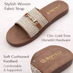 Women’s Flat Sandals with Golden Metal Accents – Open-Toe Summer Shoes
