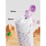 18oz Insulated Water Bottle – Double-Wall Stainless Steel, 2-in-1 Straw & Spout Lid