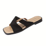 Women’s Minimalist Open-Toe Flat Sandals – Lightweight Slip-On Beach Shoes