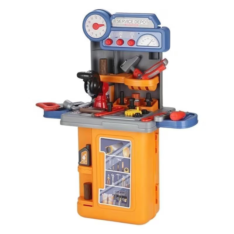 GOLD MANTIS Kids Tool Workbench Set - Multicolor Pretend Play Construction Toy with Tools, Workbench & Storage, Realistic DIY Workshop Kit for Boys & Girls, Indoor Role Play Builder Station