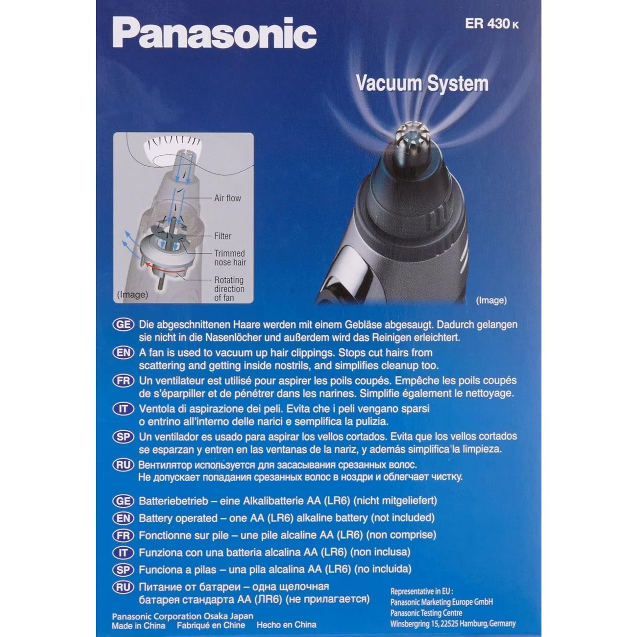 Panasonic Nose and Ear Hair Trimmer ER-430 – Black