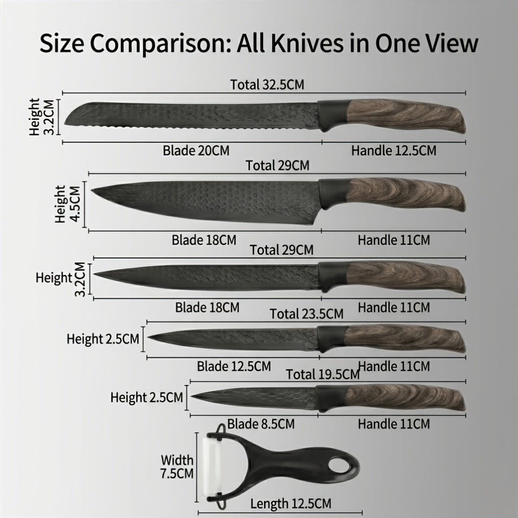 6-Piece Kitchen Knife Set – Sharp Chef Knives with Ergonomic Handles & Gift Box