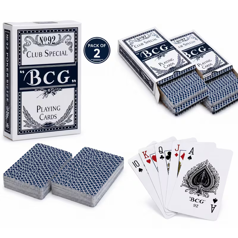 Premium BCG Club Special Playing Cards - Black 2-Pack, Classic Playing Card Decks for Family Games, Poker, Casino-Style Games, Parties & Game Nights
