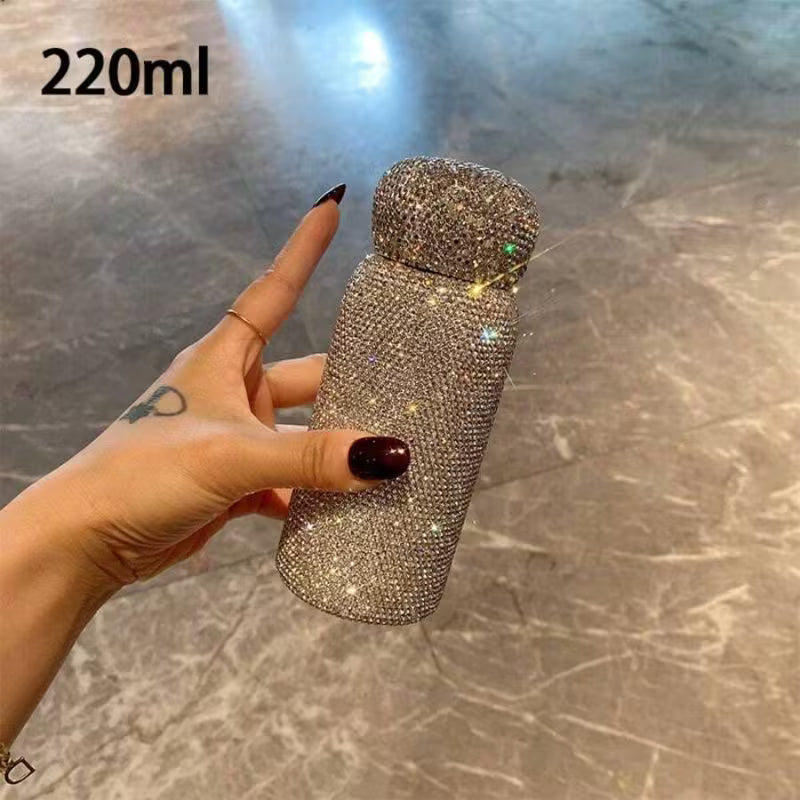 Luxury Rhinestone Insulated Water Bottle – Unisex Straw Cup, Portable Vacuum Flask