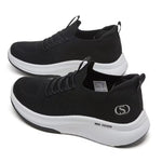 Women's Knit Mesh Platform Sneakers – Lightweight, Cushioned Wedge, Breathable Walking Shoes