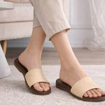 Women’s Square-Toe Geometric Flip Flop Sandals – Cushioned Flat Summer Slides