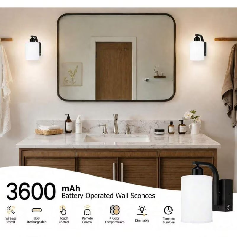 2pcs Rechargeable Fabric Wall Lamps - Golden, Modern Wireless Bedside Sconces, Touch & Remote Control, Dimmable Color Adjustment, Timer & Memory Function, USB Powered, Suitable for Bedroom, Living Room, Hallway & Hotel