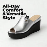 Ladies’ Open-Toe Wedge Mule Sandals – Elevated Block Heel Party Shoes