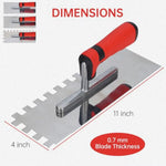 Square Notched Tile Trowel Set - Trowel & Float Set, 3 Stainless Steel Notched Trowels, Rubber Grout Float, 2 Grout Sponges & Work Gloves, Masonry Tiling Tools for Flooring Installation