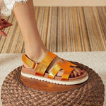 Women’s French Woven Color-Block Slide Sandals – Single-Strap Summer Beach Shoes