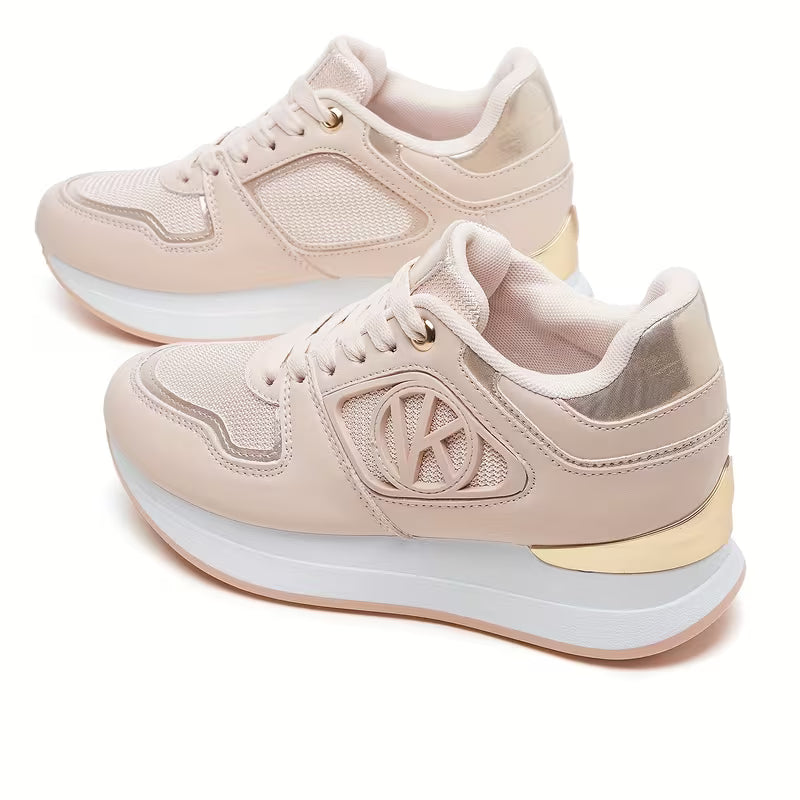 Women's Low-Top Sneakers – Lace-Up Casual Shoes, Soft Non-Slip Sole, Wear-Resistant Fabric Upper